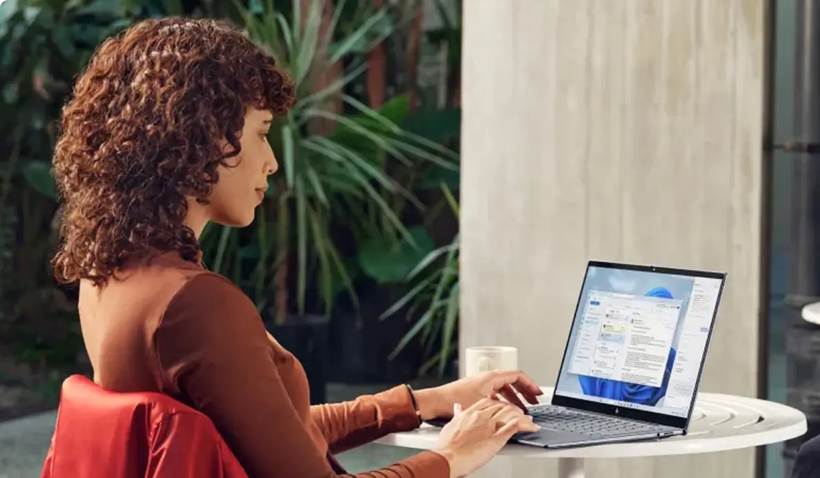 Business professional working on laptop